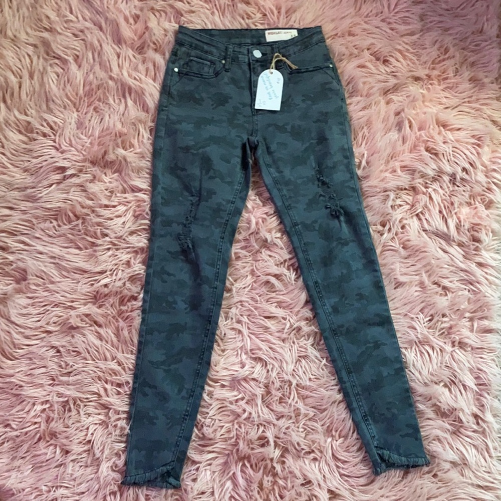 black camo print skinny jeans